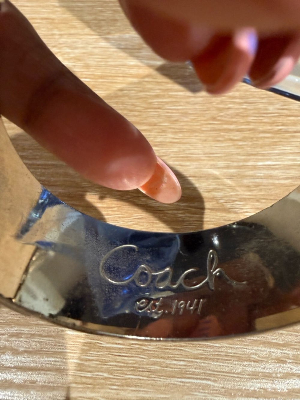 Coach Silver-Tone Engraved Cuff Bracelet